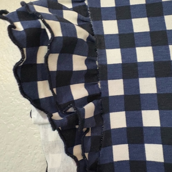 Kate Spade Blue Gingham Women's Peplum Cotton Top w/ Ruffled Cap Sleeves. XL - Picture 8 of 16
